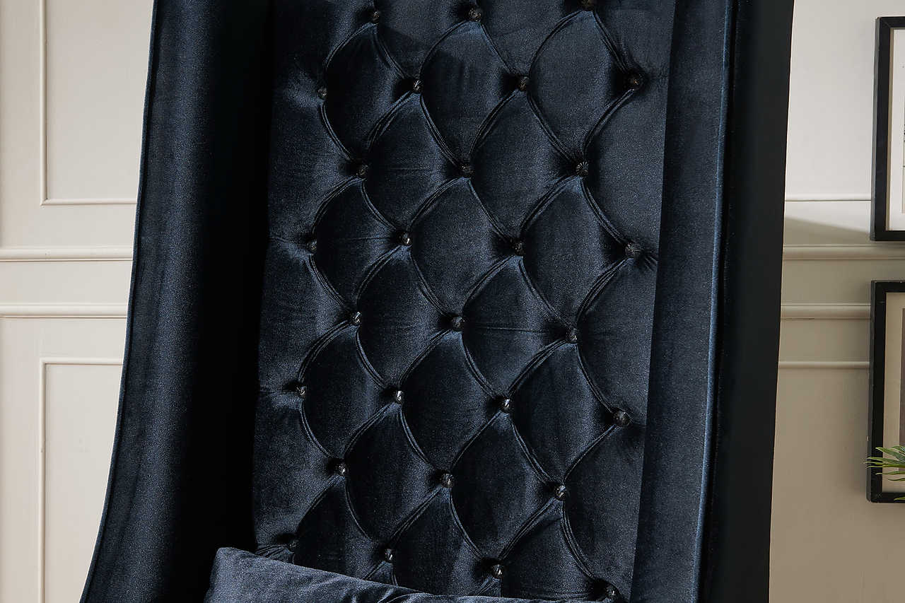Throne Black Accent Chair angled front view