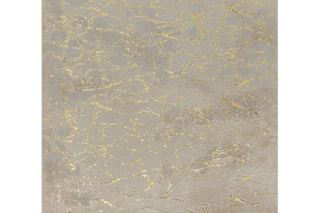 Rabbit Tex medium rug in champagne and gold, angled view