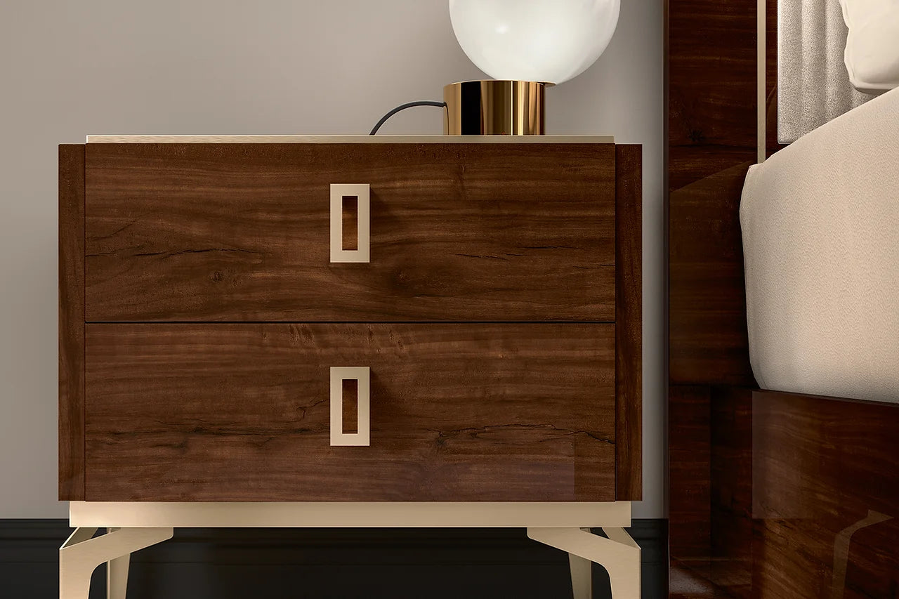Eva Brown Italian bedroom chest close-up detail