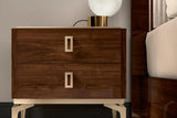 Eva Brown Modern Brown Two-Drawer Nightstand angled view