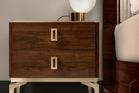 Eva Brown Modern Brown Two-Drawer Nightstand angled view