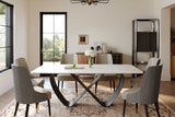 Jewel Dining Table front view with white glossy sintered stone top
