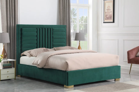 Anita Green Upholstered Platform King Bed side view