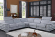 Favo Light Blue Leather Sectional sofa front view