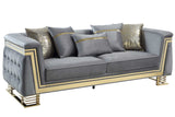 Side view of Ashton Grey Gold Upholstered Living Room Sofa