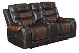 Phoenix brown faux leather rocker recliner with cupholder side view
