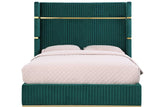 Aspen Green Velvet Upholstered Platform Queen Bed