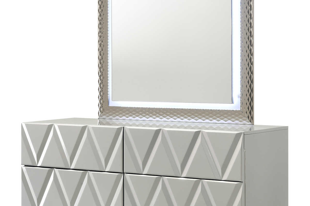 main view of Vera Gray Upholstered LED Platform Bedroom Set bed