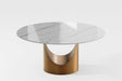 Smile 51" Dining Table - top view showing white glossy sintered stone surface