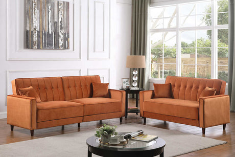 Cozy Rust sofa bed, front main view