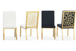 Mimi Gold velvet upholstered dining chair, front angle