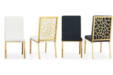 Mimi Gold velvet upholstered dining chair, front angle