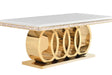 Giovanni white and gold marble-like dining table front view