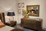 Essenza Bedroom set angled view of dresser and mirror