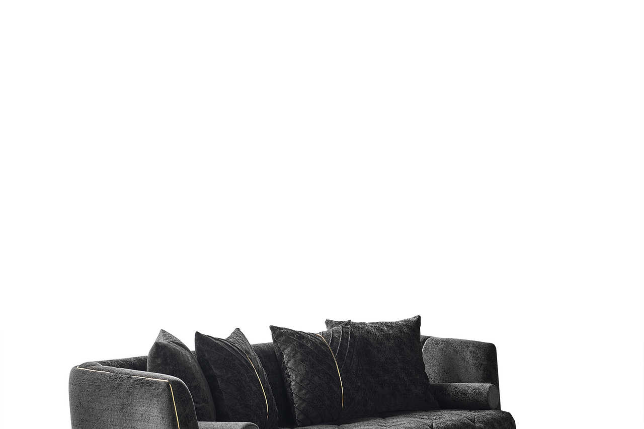Charcoal chenille chair cushion detail