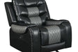 Phoenix II black faux leather reclining sofa front view