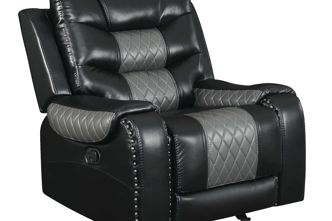 Phoenix II black faux leather reclining sofa front view