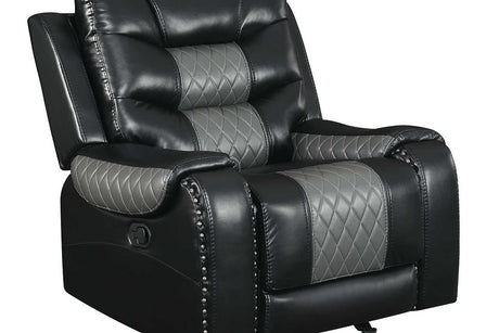 Phoenix II black faux leather reclining sofa front view