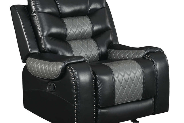 Phoenix II black faux leather reclining sofa front view