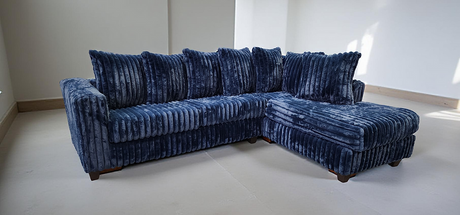 Gia Blue 2-Piece sectional sofa in blue striped fabric main view