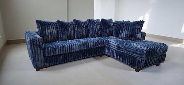 Gia Blue 2-Piece sectional sofa in blue striped fabric main view