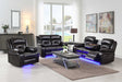 Concord reclining sofa with drop-down table and LED light, front view