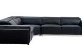 Domo Black Leather Match Sectional Sofa close-up detail