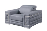 side view of Favo Light Blue Leather Living Room Set furniture