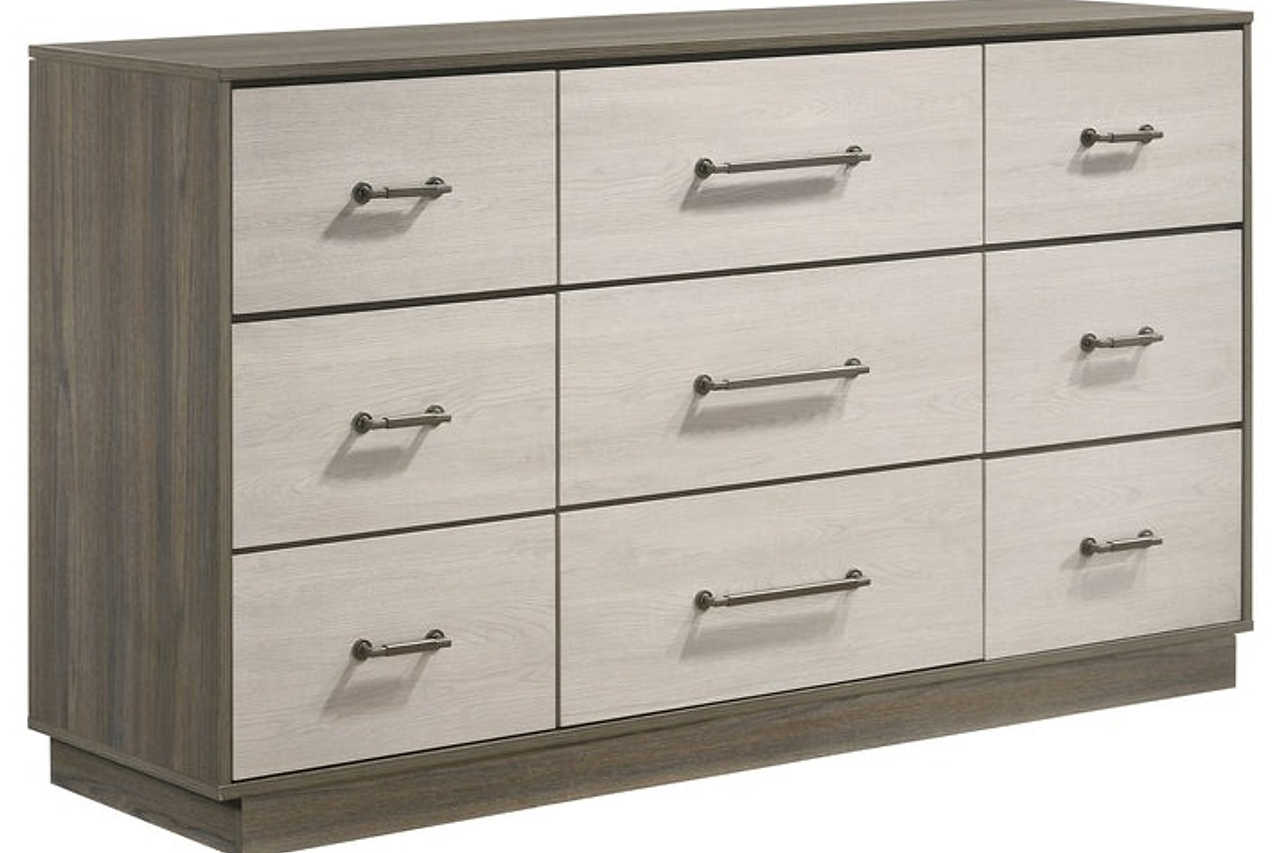main view of River Light Gray Bookcase Platform Bedroom Set bed