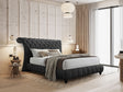 Everly Black Fabric King Size Platform Bed, side angle