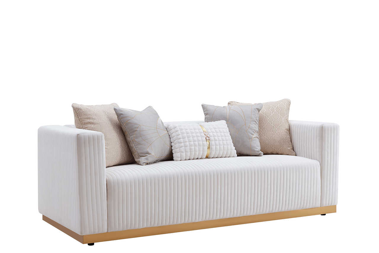 Side angle of Alisha Ivory Living Room Set loveseat