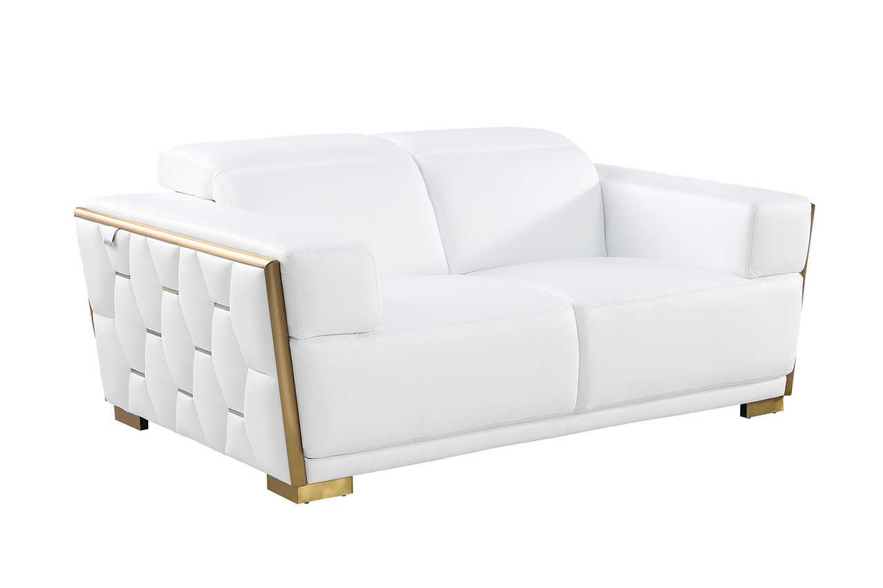 Hexor living room chair in white Italian leather