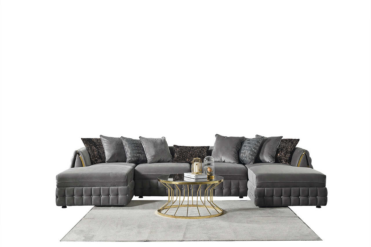 close-up detail of Sicilya Grey Sectional sofa upholstery