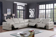 Franco light gray Italian leather sectional sofa, angled front view