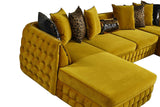 Sicilya Mustard Velvet Sectional Sofa, side angle view
