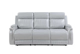 Ethan Light Grey Air Leather rocker recliner angled view