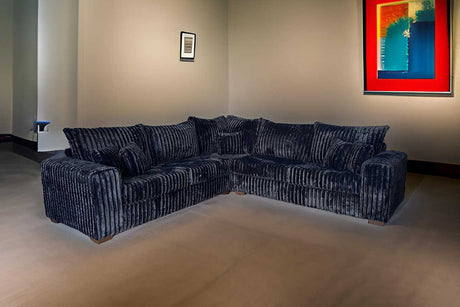 Noah black corduroy sectional sofa main view