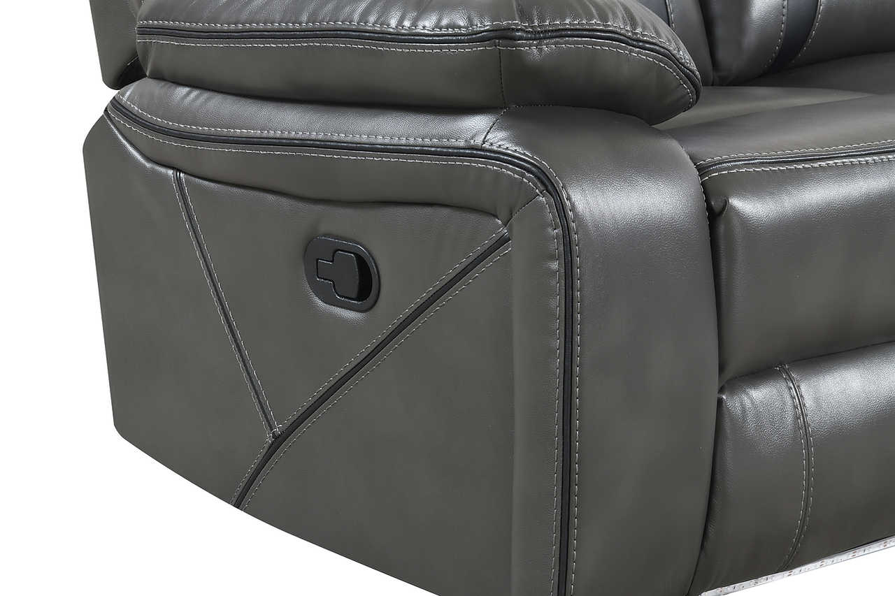 Top view of reclining loveseat in light grey