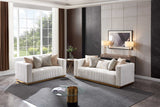 Side view of Alisha Ivory Living Room Set showing sofa profile
