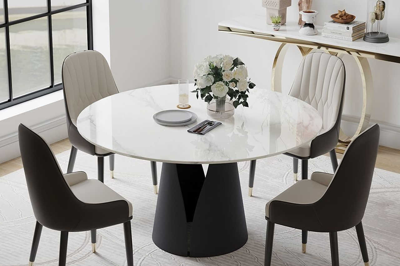 Vero round dining table side angle