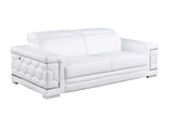 Detail view of Italian leather upholstery on Favo White Living Room Set