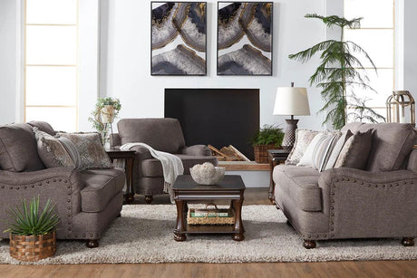 Phineas Driftwood Fabric Sofa and Loveseat set front view