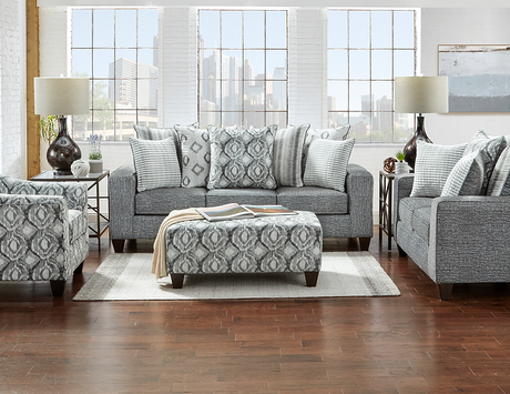 Front view of Stonewash Charcoal 2-piece sofa and loveseat living room set