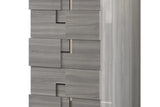 Infinity Gray 5-Drawer Chest in modern grey acacia veneer, front view