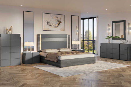Aryan Grey Chest side angle with drawer details
