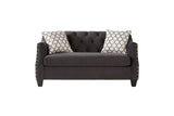 Bing Ash Grey Fabric Tufted Sofa close-up fabric detail