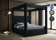Atlam black upholstered canopy king bed front view