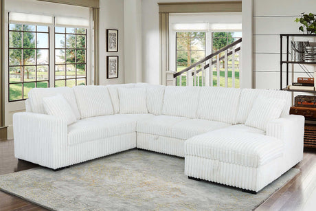 Main view of Raha beige fabric sectional sofa with pull-out bed
