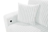 Front angle of beige sectional sofa with USB and Type-C ports