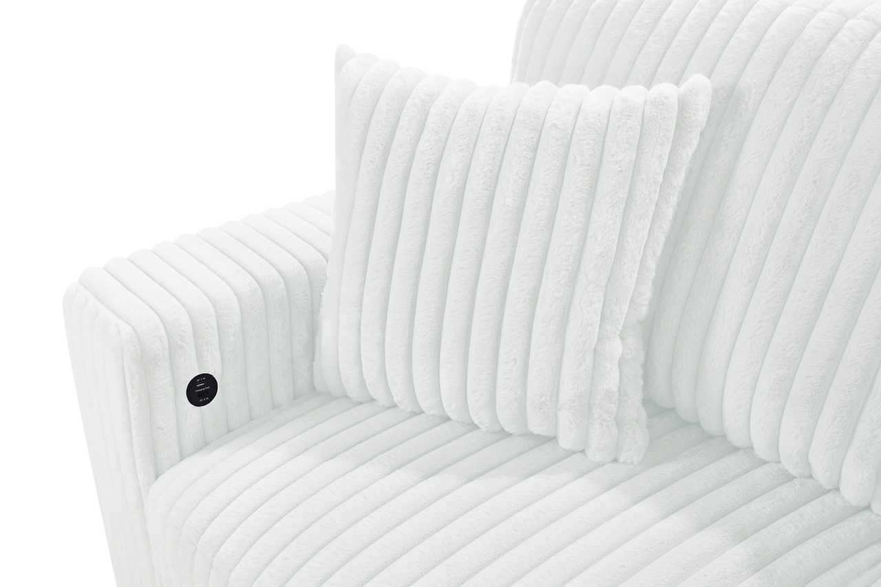 Front angle of beige sectional sofa with USB and Type-C ports